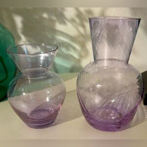 2 lavender vases/beverage carafes. 4.75”& 6.25”